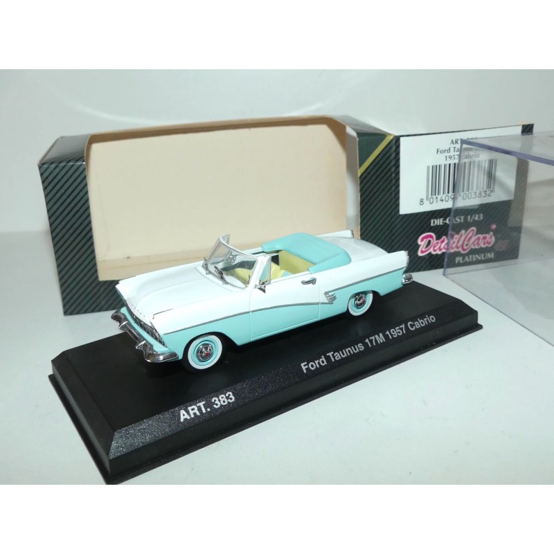 FORD TAUNUS 17M 1957 CABRIOLET Bleu et Blanc DETAILCARS 383 1:43