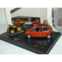 RENAULT TWINGO I Phase 2 Orange 1998 + VOITURETTE 1989 VITESSE 1:43