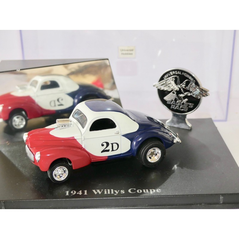 WILLYS COUPE 1941 Bleu Blanc Rouge UNIVERSAL HOBBIES  1:43