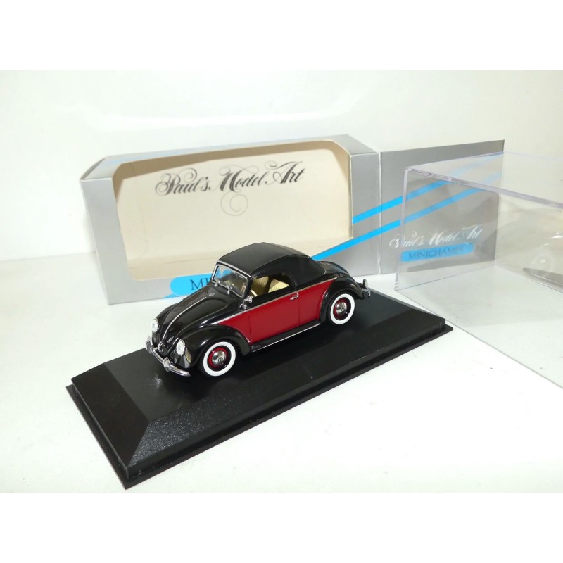 VW COCCINELLE CABRIOLET Capoté Noir et Rouge MINICHAMPS 1:43