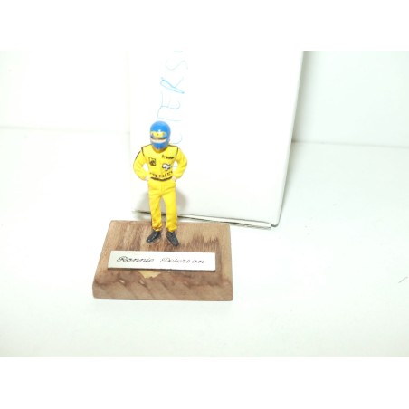 FIGURINE PILOTE F1 R. PETERSON socle bois 1:43 figurine metal peint