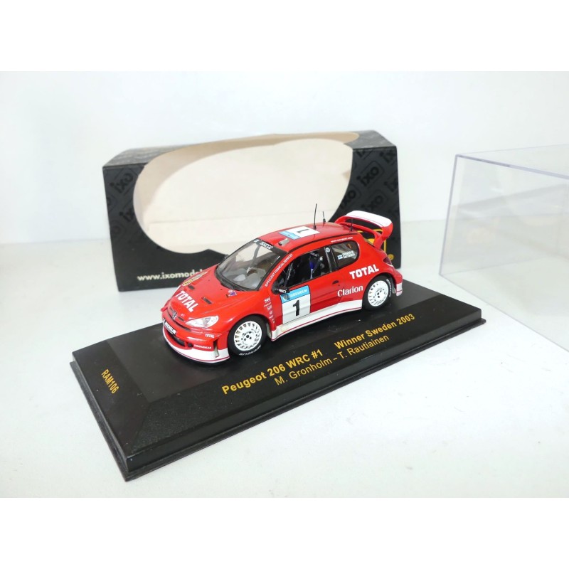 PEUGEOT 206 WRC RALLYE DE SUEDE 2003 GRONHOLM IXO RAM106 1:43 1er