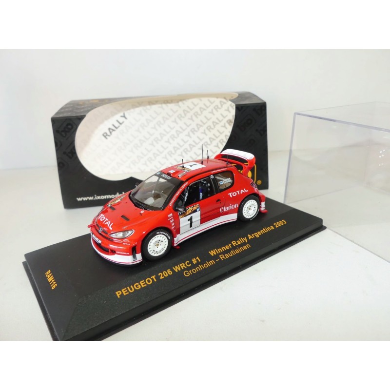 PEUGEOT 206 WRC RALLYE D'ARGENTINE 2003 GRONHOLM IXO RAM116 1:43 1er