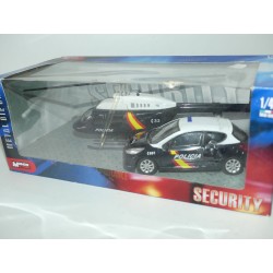PEUGEOT 207 ET HELICOPTERE POLICIA POLICE ESPAGNE MONDO MOTORS 1:43