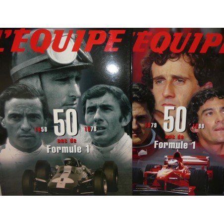 LIVRE 50 ANS DE LA FORMULE 1 1950-1999 édition L EQUIPE, 2 VOLUMES