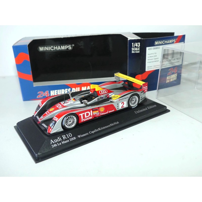 AUDI R10 TDi NÂ°1 LE MANS 2008 MINICHAMPS 1:43 ArrivÃ©e 6Ã¨me