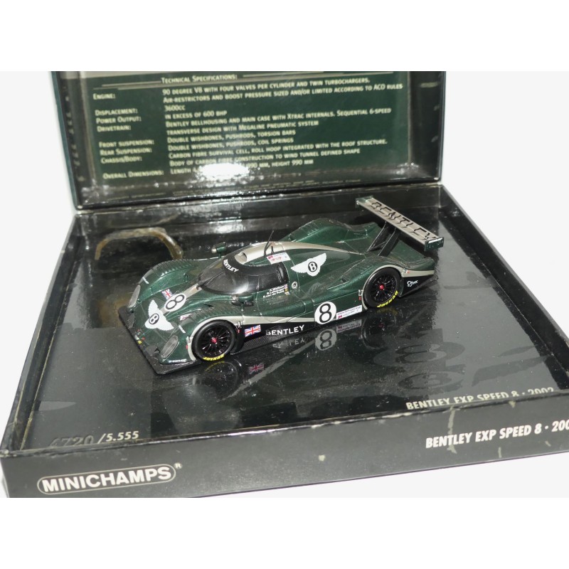 BENTLEY EXP SPEED 8 N°8 LE MANS 2002 MINICHAMPS 1:43 Arrivée 4ème 1er GTP