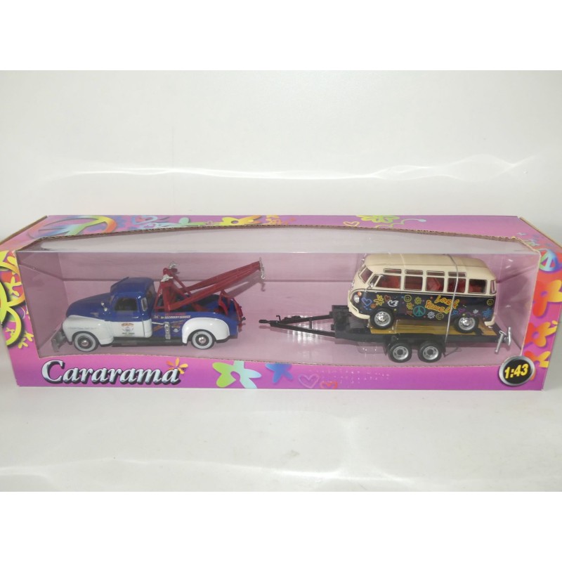 FORD PICK UP AVEC REMORQUE ET VW COMBI CARARAMA 1:43