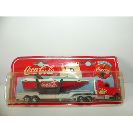 CAMION AMERICAIN AVEC BATEAU COURSE COCA COLA MAJORETTE 1:87