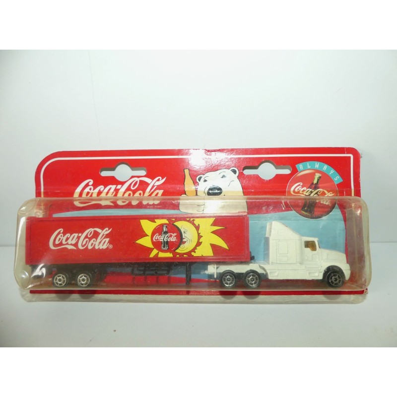 CAMION KENWORTH BLANC AVEC CONTENAIR PUB COCA COLA MAJORETTE 1:87