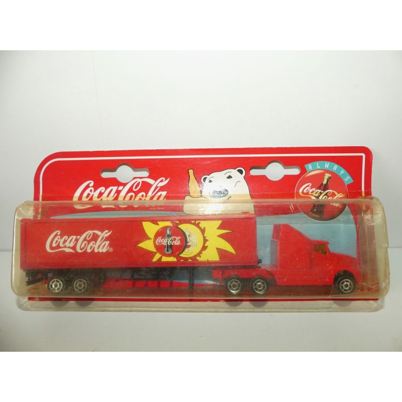 CAMION KENWORTH BLANC AVEC CONTENAIR PUB COCA COLA MAJORETTE 1:87