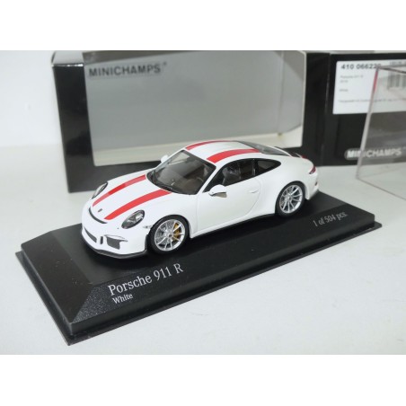 PORSCHE 911 R 991 2016 Blanc avec Bandes rouge MINICHAMPS 1:43