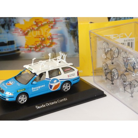 SKODA OCTAVIA COMBI BOUYGUES TELECOM Tour De France NOREV 1:43 avec 6 velos