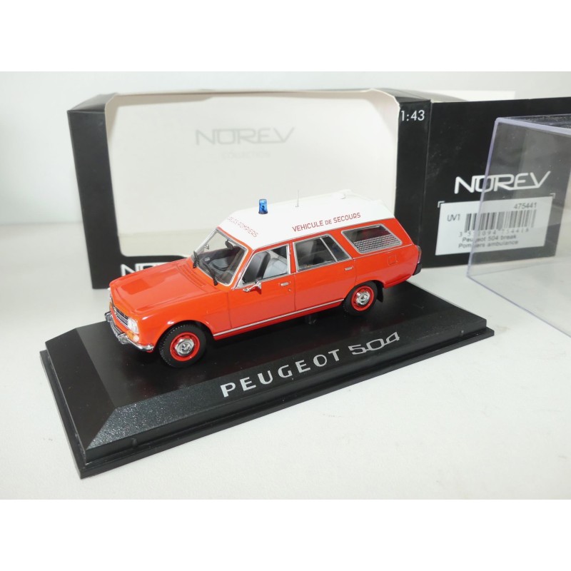 PEUGEOT 504 BREAK POMPIERS AMBULANCE NOREV 1:43