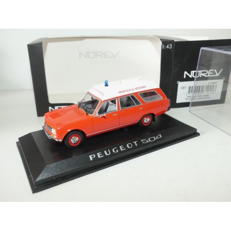 PEUGEOT 504 BREAK POMPIERS AMBULANCE NOREV 1:43
