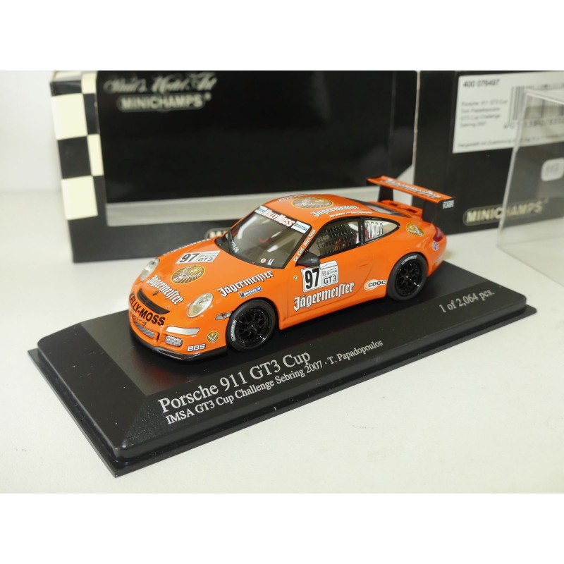 PORSCHE 911 GT3 CUP N°97 SEBRING 2007 T. PAPADOPOULOS MINICHAMPS 1:43 JAGERMEIFTER