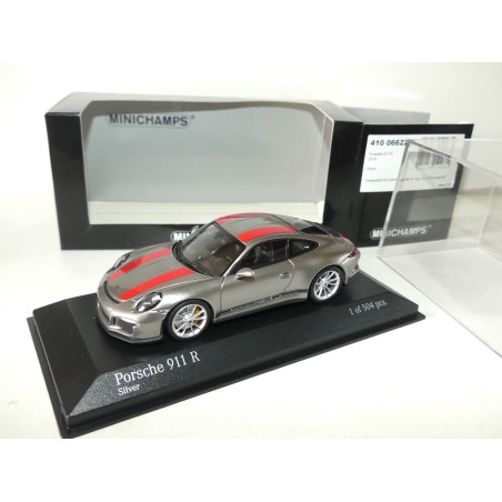 PORSCHE 911 R 991 2016 Gris avec Bandes rouge MINICHAMPS 1:43 
