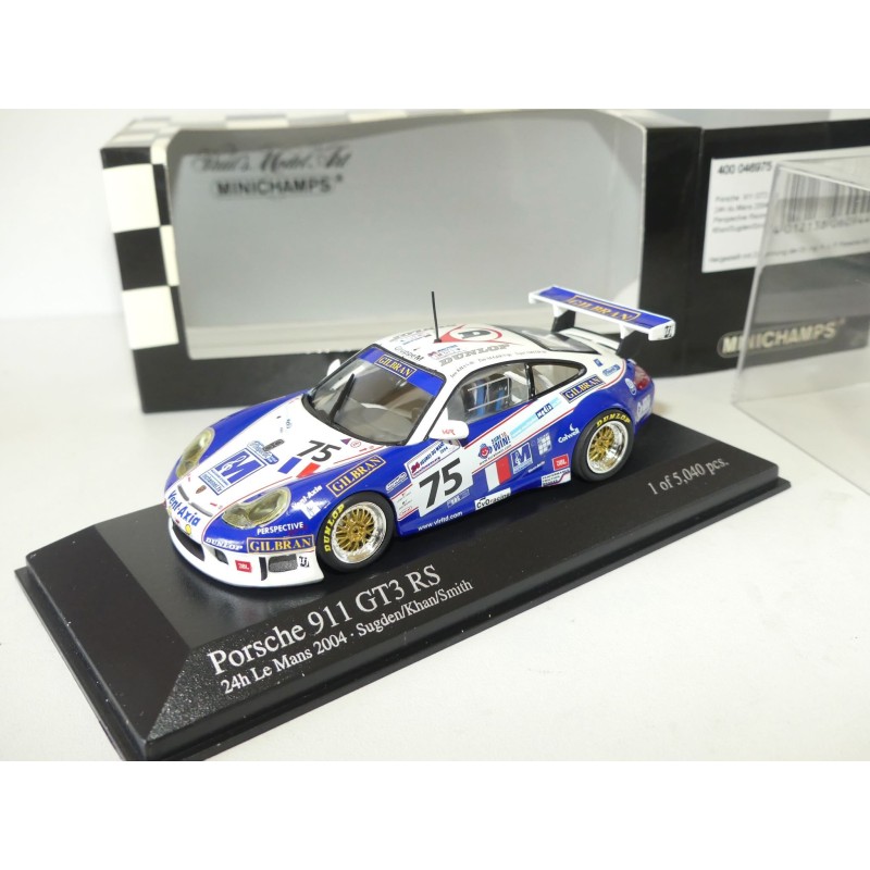 PORSCHE 911 GT3 RS NÂ°75 LE MANS 2004 MINICHAMPS 1:43 ArrivÃ©e 23Ã¨me