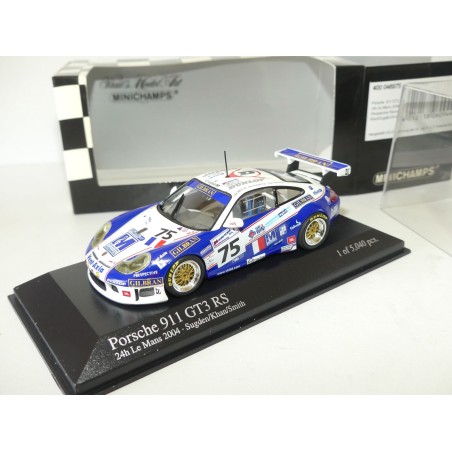 PORSCHE 911 GT3 RS NÂ°75 LE MANS 2004 MINICHAMPS 1:43 ArrivÃ©e 23Ã¨me
