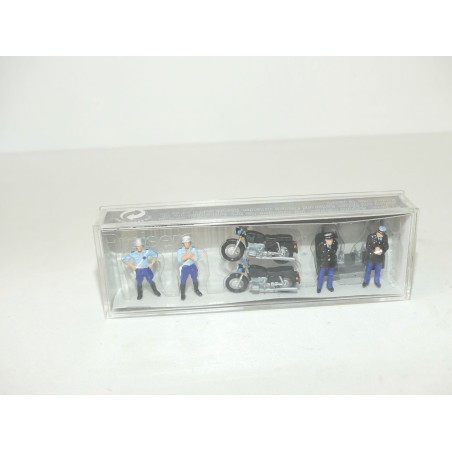 LOT DE 4 FIGURINES ET 2 MOTOS GENDARMERIE PREISER 10191 1:87