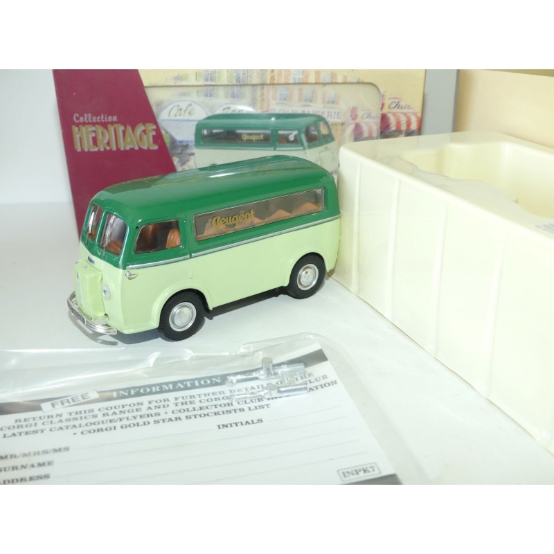 PEUGEOT D3A MINI BUS VITRE SERVICE PEUGEOT CORGI EX70621 1:43