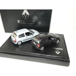 RENAULT CLIO II Phase 2 SPORT 2.0 16V 2001 Noir ET PRIVILEGE 3 Portes Gris UNIVERSAL HOBBIES 1:43