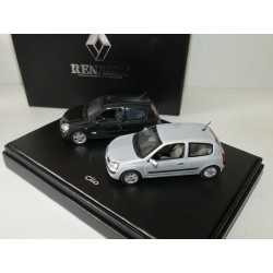 RENAULT CLIO II Phase 2 SPORT 2.0 16V 2001 Noir ET PRIVILEGE 3 Portes Gris UNIVERSAL HOBBIES 1:43