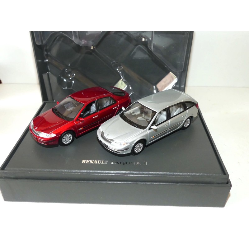 RENAULT LAGUNA II DYNAMIQUE Phase 1 Rouge et Break Gris COFFRET UNIVERSAL HOBBIES 1:43