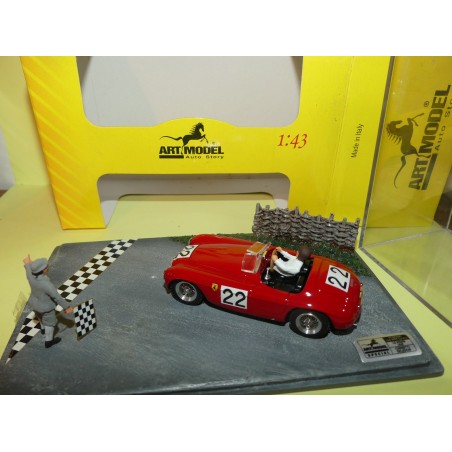 FERRARI 166 MM NÂ°22 LE MANS  1949 ART MODEL ART909 dans diorama 1:43 ArrivÃ©e 1er