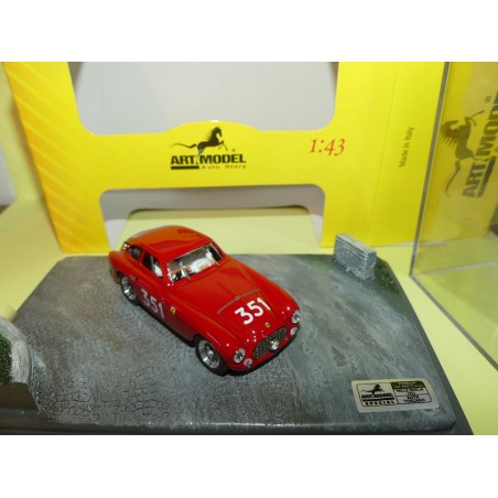 FERRARI 166 COUPE NÂ°351 MILLE MIGLIA 1951 ART MODEL ART910 dans son diorama 1:43 