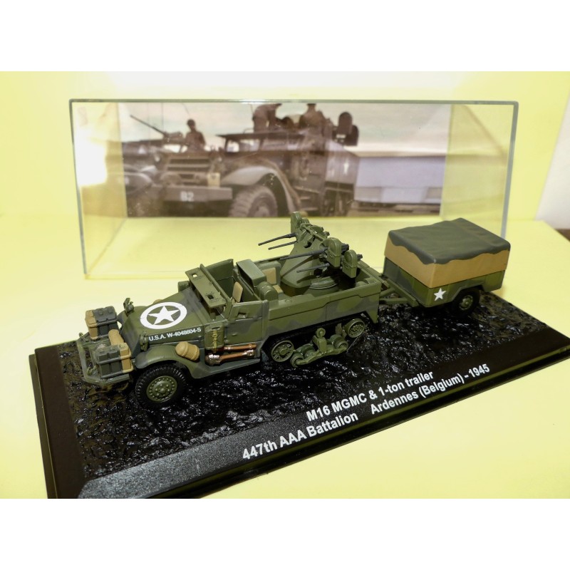 BLINDÃ‰ MILITAIRE NÂ°02 M16 MGMC avec Remorque BELGIQUE 1945 ALTAYA 1:72