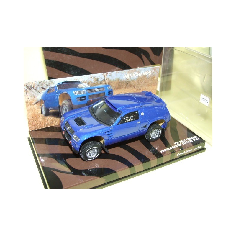 VW TOUAREG RACE Version Homologation PARIS DAKAR 2003 MINICHAMPS 1:43 dÃ©faut contreboite