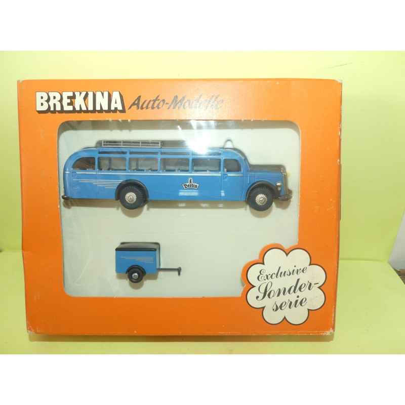 AUTOCAR CAR MERCEDES O 5000 BERLIN Avec Sa Remorque SERIE BREKINA HO 1:87