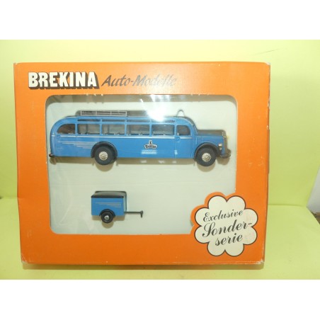 AUTOCAR CAR MERCEDES O 5000 BERLIN Avec Sa Remorque SERIE BREKINA HO 1:87