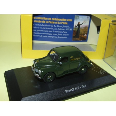 RENAULT 4CV 1950 LA POSTE ATLAS Boite Vitrine 1:43