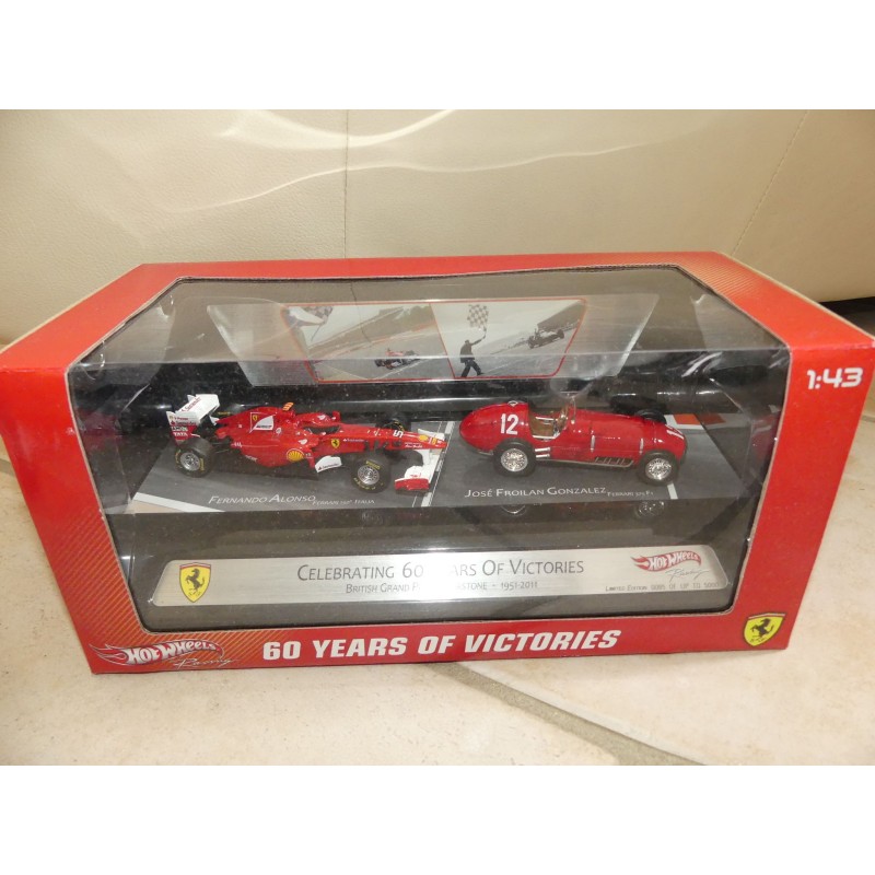 FERRARI 150 ALONSO et 375 GONZALEZ 60 YEARS OF VICTORIES HOTWHEELS 1:43