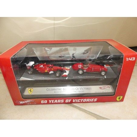 FERRARI 150 ALONSO et 375 GONZALEZ 60 YEARS OF VICTORIES HOTWHEELS 1:43