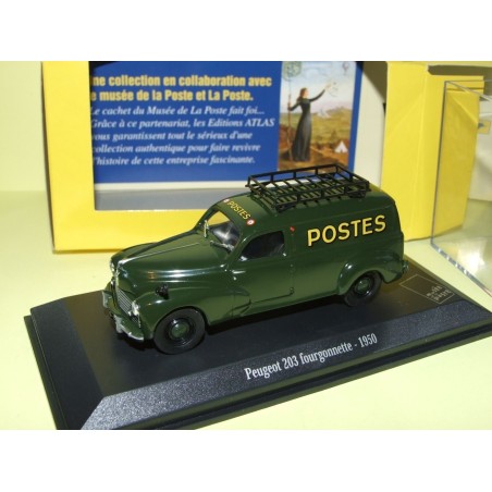 PEUGEOT 203 FOURGONNETTE 1950 LA POSTE ATLAS Boite Vitrine 1:43