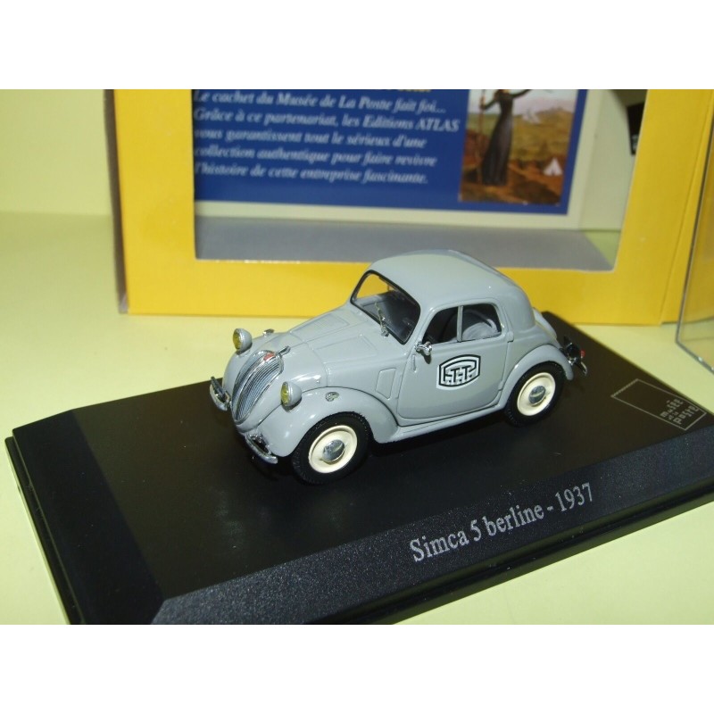 SIMCA 5 BERLINE 1937 LA POSTE ATLAS Boite Vitrine 1:43