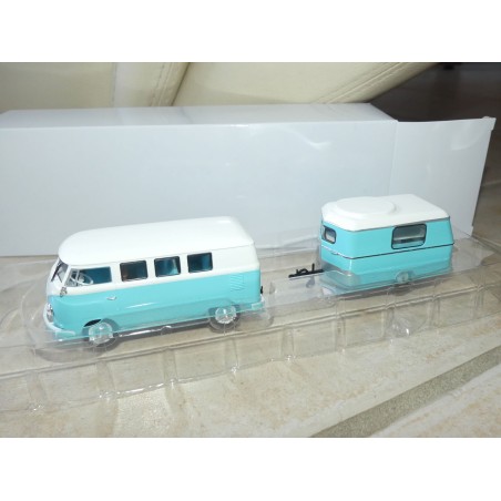 CAMPING CAR VW COMBI + CARAVANE IXO PRESSE 1:43