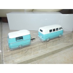 CAMPING CAR VW COMBI + CARAVANE IXO PRESSE 1:43