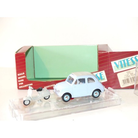 FIAT 500 CLOSED ROOF Bleu avec VESPA VITESSE 500 1:43