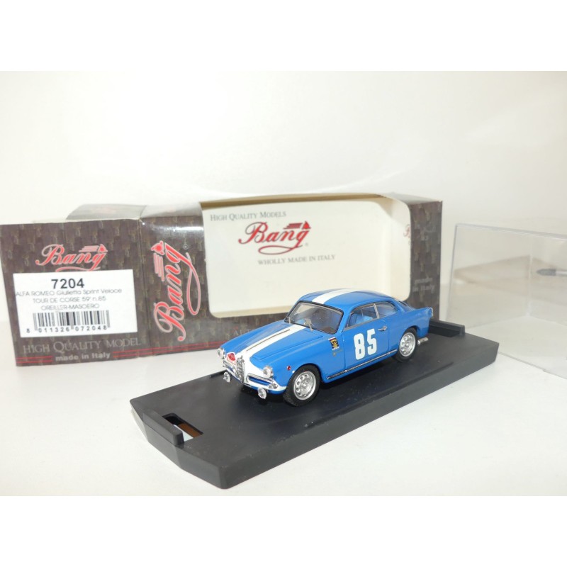 ALFA ROMEO GIULIETTA SPRINT NÂ°85 RALLYE TOUR CORSE 1959 BANG 7204 1:43