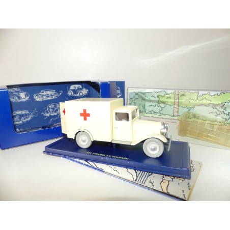 VOITURE TINTIN N°56 AMBULANCE DE L'ASILE DANS CIGARES DES PHARAONS ATLAS 1:43