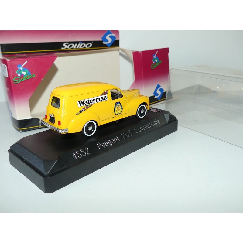Miniature Solido 1/43 – Peugeot 203 Commerciale Waterman – Neuf, Boîte Parfois Abîmée