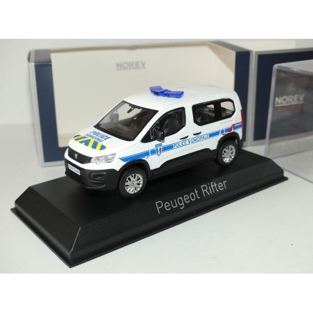 PEUGEOT RIFTER 2019 POLICE MUNICIPALE NOREV 1:43 avec bandes bleu et jaune