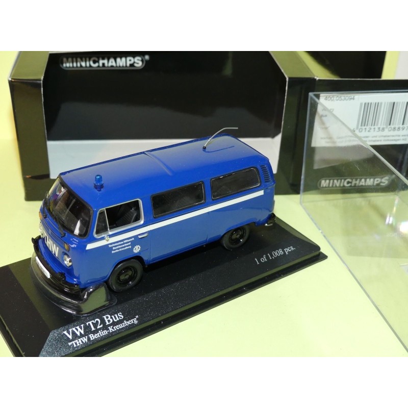 VW COMBI T2 BUS THW Secours Allemand MINICHAMPS 1:43