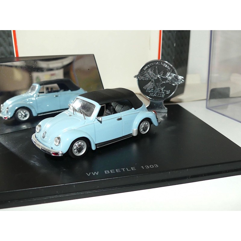 VW COCCINELLE 1303 CABRIOLET CAPOTÉ Bleu UNIVERSAL HOBBIES 1:43