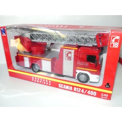 CAMION SCANIA R124/400 ECHELLE SAPEURS POMPIERS NEW RAY 1:43