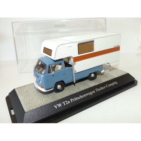 VW COMBI T2a CAMPING CAR PRITSCHENWAGEN TISCHER Bleu PREMIUM CLASSIXXS 1:43